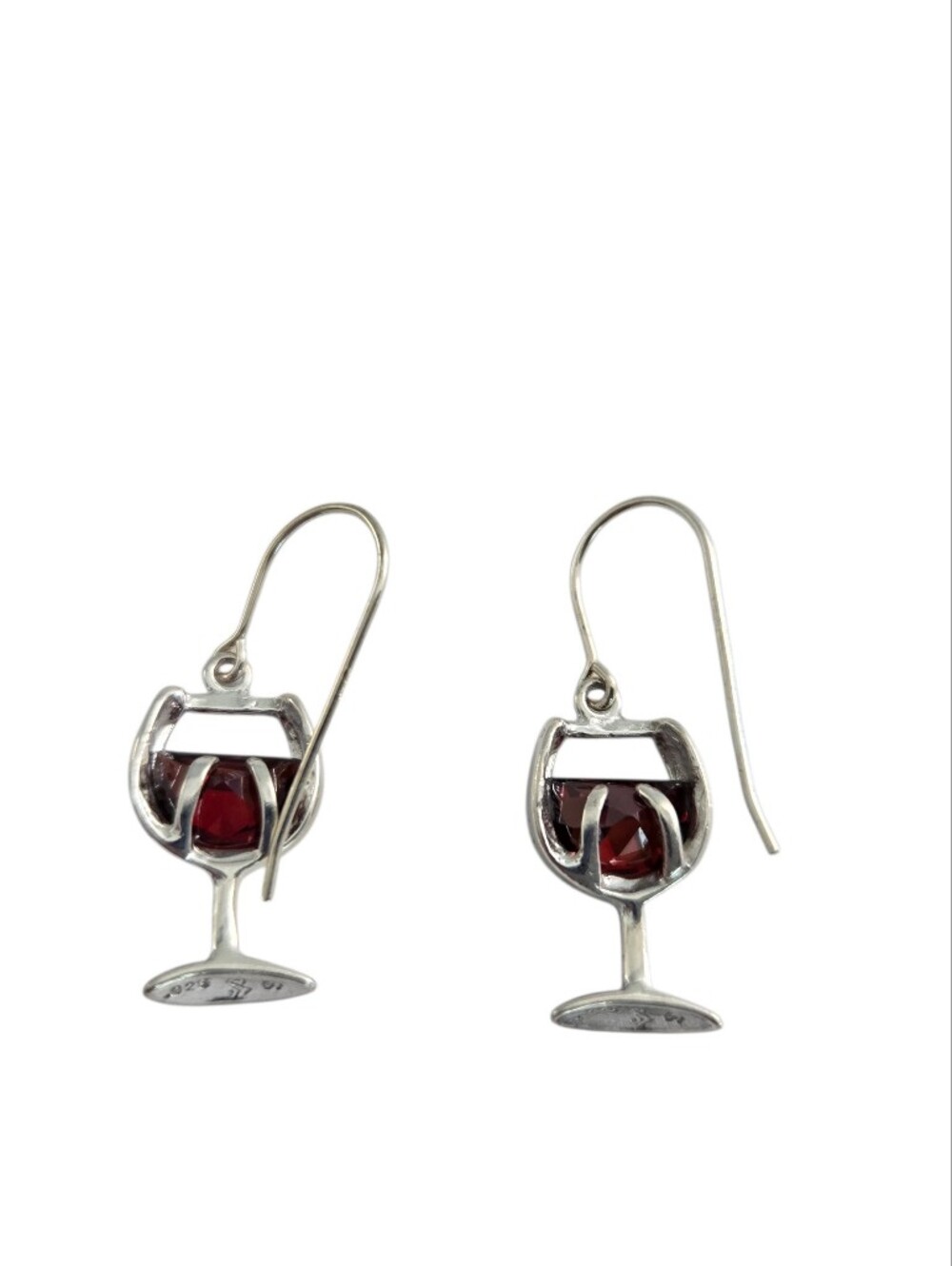 Silpada Designs Sterling Silver Red Wine Glass Drop Earrings - New - 925 Stamp - Picture 4 of 6